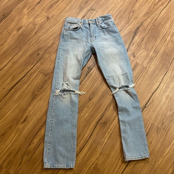 Zara The Straight Leg Full Length Blue Jeans - Picture 1 of 5